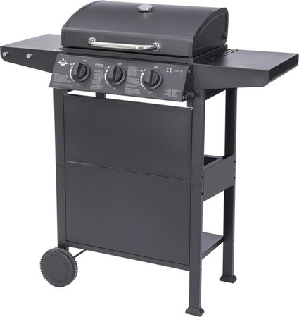 El Fuego Gasgrill San Jose mit 3 Brennern in Schwarz und Silber mit Thermometer und Edelstahl-Details, B/T/H: 104 x 101,5 x 51 cm