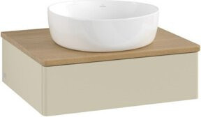V&B Waschtischunterschrank Antao ohne Frontstruktur, Eiche Honig, Grau lackiert, B/T/H: 60 x 50 x 19 cm - Bild 1