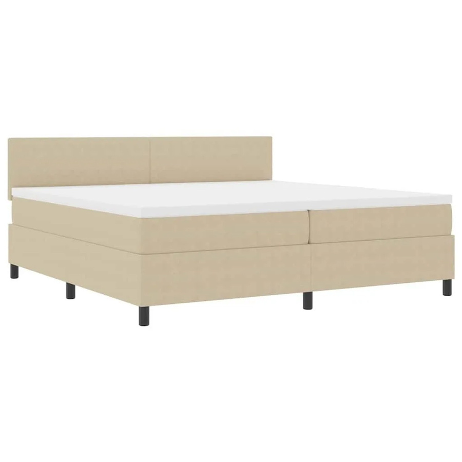 vidaXL Boxspringbett aus Cordstoff in Hellgrau und Weiß, B/T/H: 203 x 200 x 88 cm - Bild 1