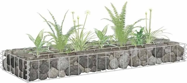 DELUKE Gabionen Hochbeet ROON aus verzinktem Stahl in Silber, B/T/H: 90 x 30 x 30 cm - Bild 1