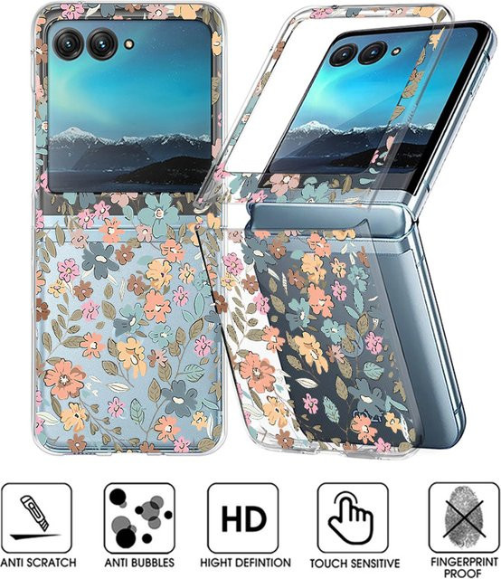 Transparente Gartenblumen Handyhülle für Motorola Razr 40, Razr 50 und Razr 40 50 Ultra, stoßfeste Klapphülle aus hartem PC - Bild 1