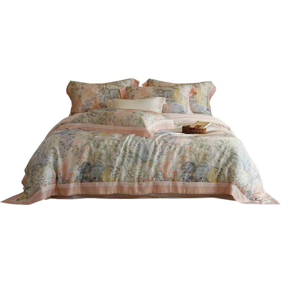 Dreamreal Luxuriöses Maulbeerseide Bettwäsche-Set mit romantischem Blumenmuster in King und Queen Größe - Bild 2