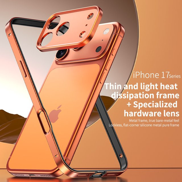 Hybrid Silikon Bumper Handyhülle aus Aluminium und Metall für iPhone 17 Pro Max und 17 Air mit Metalllinsenschutz und stoßfester Abdeckung - Bild 1