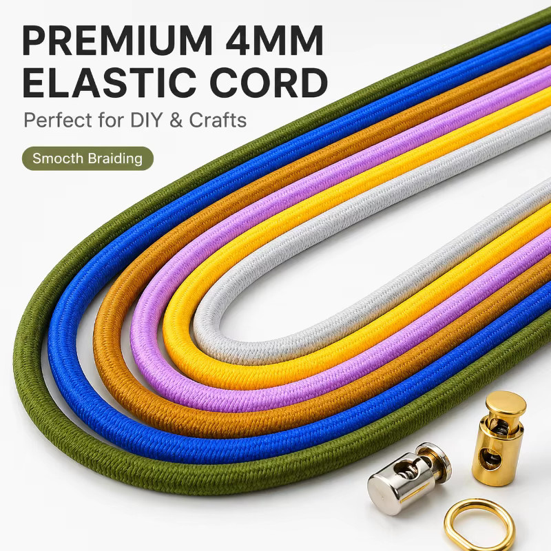 Meetee Hochelastisches Stretchband 4mm in Apricot und Multicolour für Haarband, Rucksack und DIY-Zubehör - Bild 2