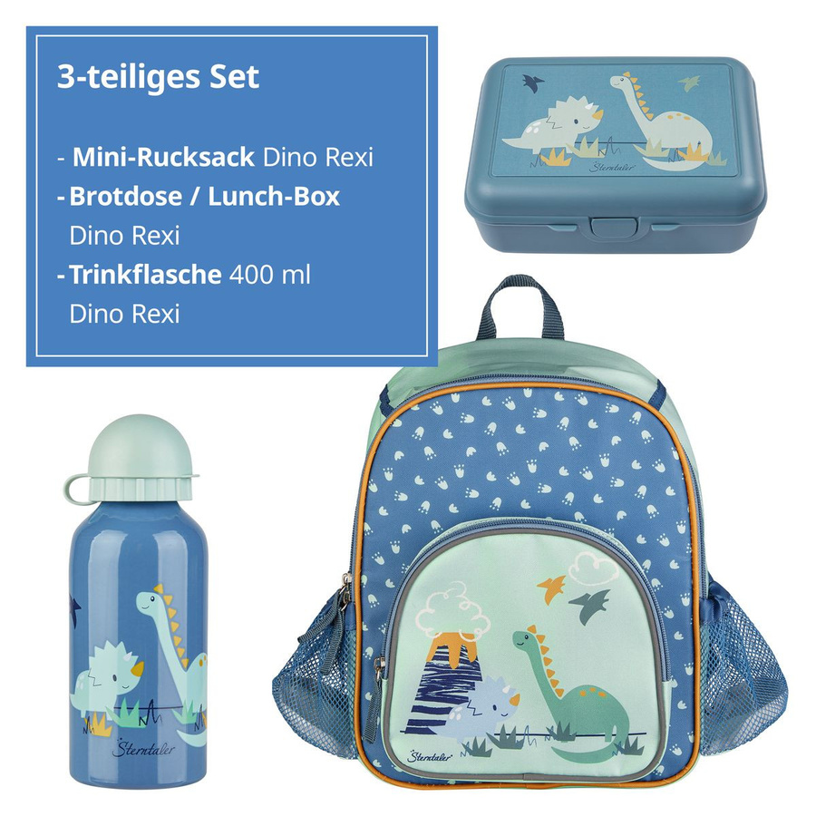 Sterntaler 3-teiliges Kindergarten Set Dino Rexi in Blau und Grün mit Rucksack, Brotdose und Trinkflasche - Bild 2