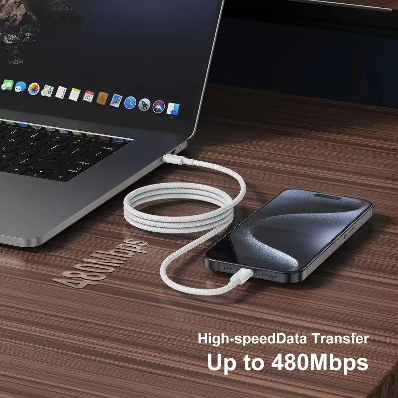 3er-Set USB-C auf USB-C Schnellladekabel mit 100W Leistung in Weiß für iPhone 16 15, Samsung, Xiaomi und Huawei - Bild 5