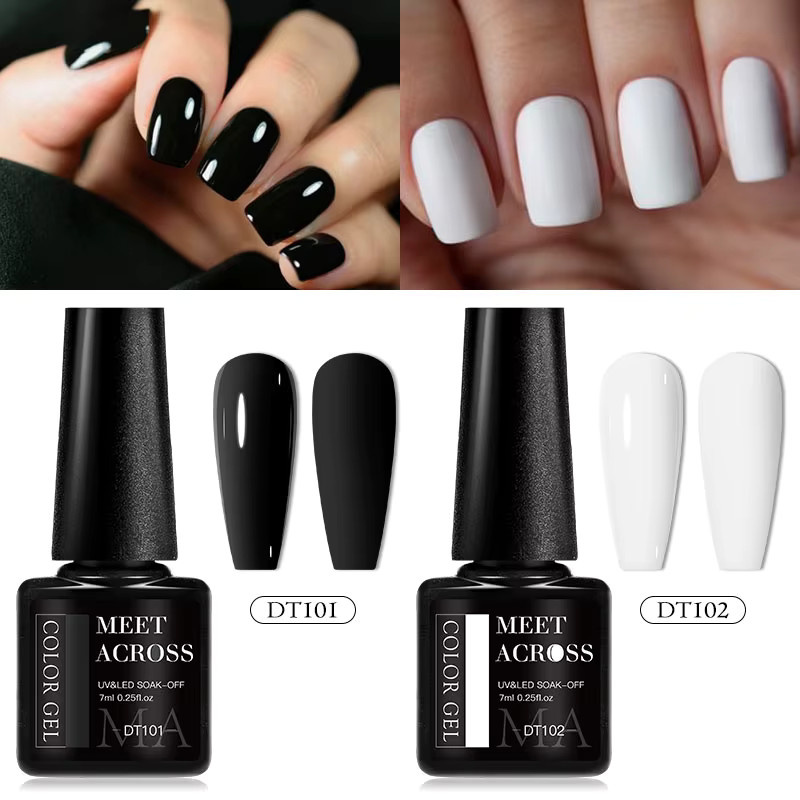 MEET ACROSS Gel-Nagellack 2er-Set, Schwarz-Weiß, glänzend - Bild 1