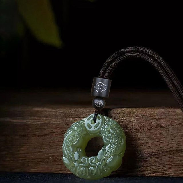 Anhänger-Halskette Jade, Schwarz, Damen - Bild 1