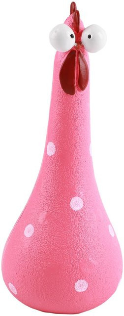 Handgefertigte Hühnerstatue mit langem Hals in Pink von DIYelecs aus Kunstharz für deine Microlandschaft und den Garten - Bild 1