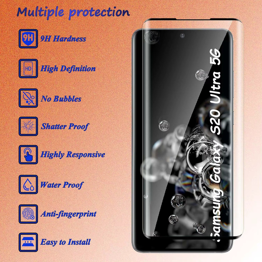 Samsung Galaxy S20 Ultra Displayschutzfolie aus gehärtetem Glas, transparent, 1 Stück oder 4 Stück - Bild 2