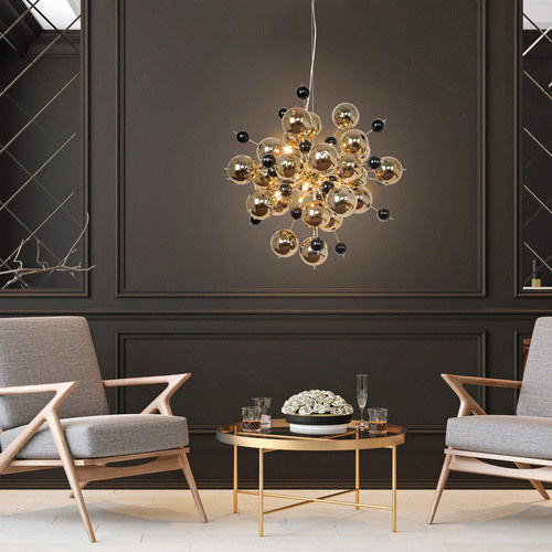 Näve Pendelleuchte Explosion in Gold mit Glas und Metall, B/H/T: 65 x 150 x 65 cm - Bild 4