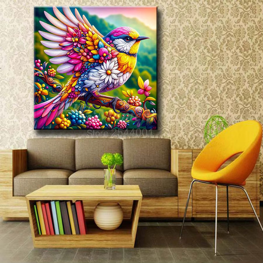 Ever Moment 5D-Diamant-Mosaik Set mit Vogel-Motiv, rund, Multicolour, B/B/B: 30 x 30 x 30 cm - Bild 2