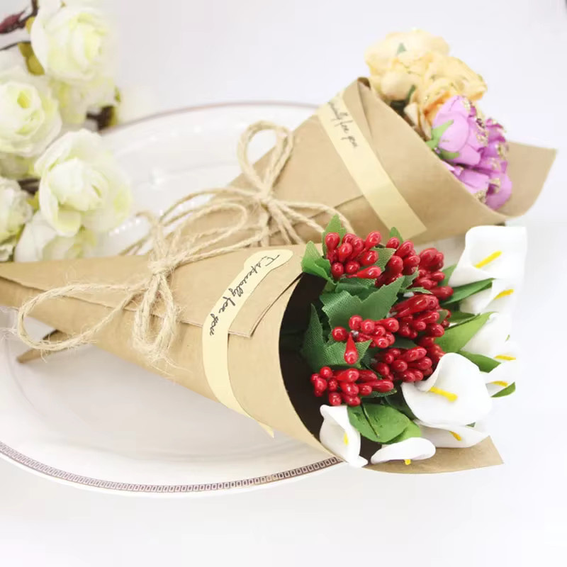 50 Stück Kraftpapier Süßigkeiten-Verpackungspapier in Beige und Braun für Hochzeiten, Partys und Weihnachtsdekoration - Bild 2