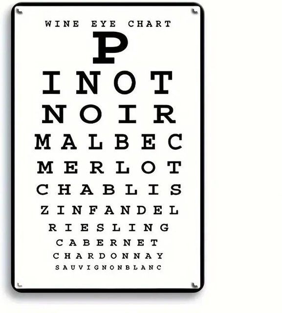 Wine Lover Wine Eye Chart Metallschild zur Dekoration für Hausbar und Weinkeller, B/H: 30 x 20 cm - Bild 1