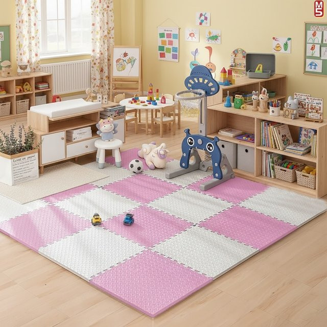 DHDH Babyspielmatte in Pink, weiche und dicke Spielmatte für das Kinderzimmer und Babyaktivitäten - Bild 1