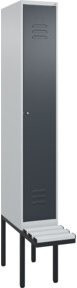 C+P Spind Classic PLUS Garderobenspind mit Sitzbank, 1 Abteil, Lichtgrau, B/T/H: 212,0 x 30,0 x 81,5 cm - Bild 1