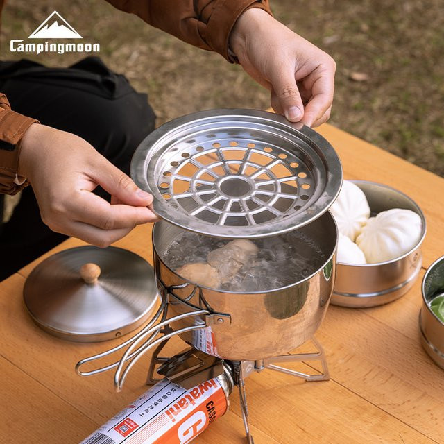 CAMPINGMOON S363-DT Mittelgroße Dampfgarerbasis aus Edelstahl 304 in Silber für Camping und Zuhause - Bild 1