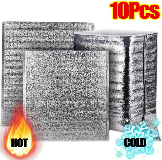 Wiederverwendbare Thermo-Isolierbeutel aus Aluminiumfolie in Silber, wasserdichte Aufbewahrungsbeutel für Lebensmittel, B/T/H: 30,0 x 10,0 x 1,0 cm - Bild 1
