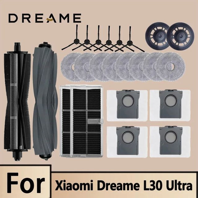Dreame Mova E30 Ultra / Trouver E30 Ultra Roboterstaubsauger Ersatzteil-Set mit Hauptseitenbürste, Hepa-Filter, Mopptüchern und Staubbeuteln - Bild 1