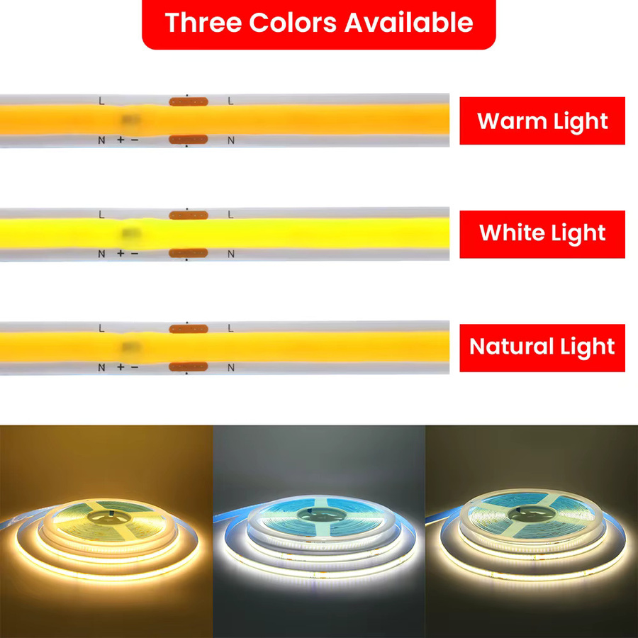 KISUFU COB LED Streifen Licht Weiß mit 240 LEDs/m und Netzteil - Bild 5