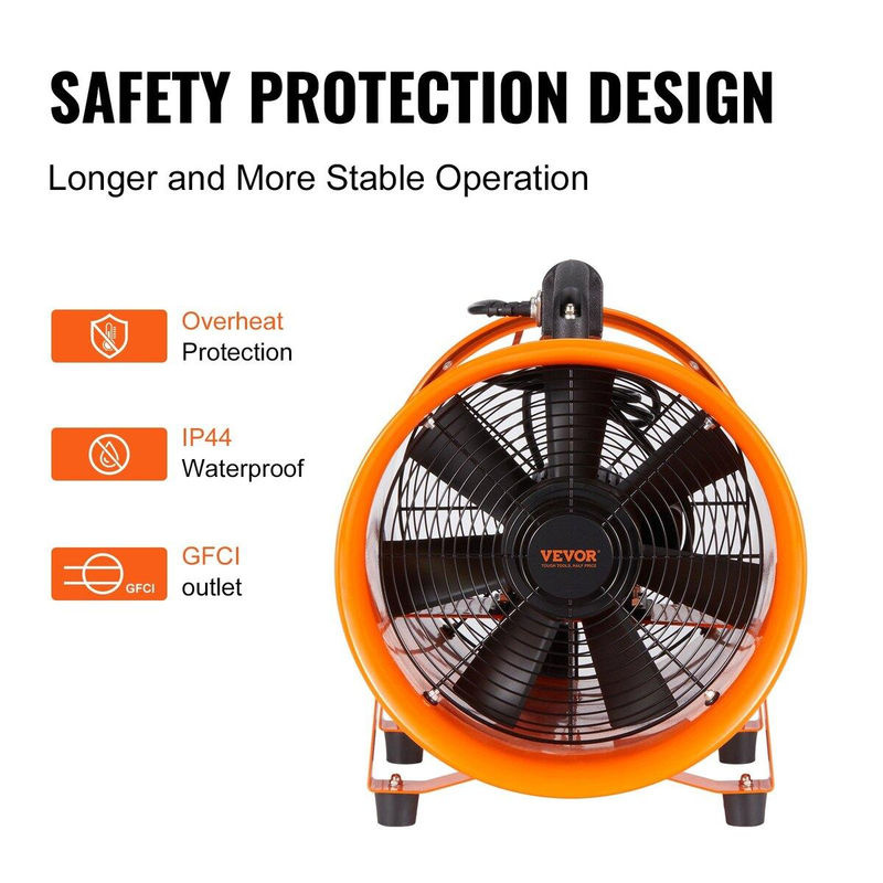 Vevor Industrieller Werkstatt-Absaugventilator in Orange, 900 W Starker Zylinderlüfter mit 10 m Schlauch und 5175 CFM Luftstrom - Bild 5