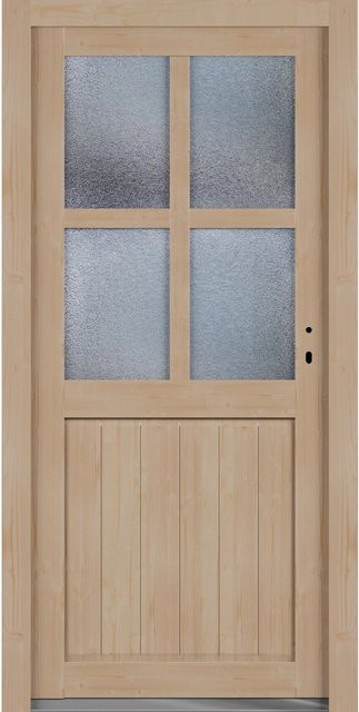 Roro Nebeneingangstür OHE 1007 Fichte mit Glaseinsatz, Farbe Braun/Beige, B: 98 cm, H: 198 cm, DIN Rechts - Bild 1