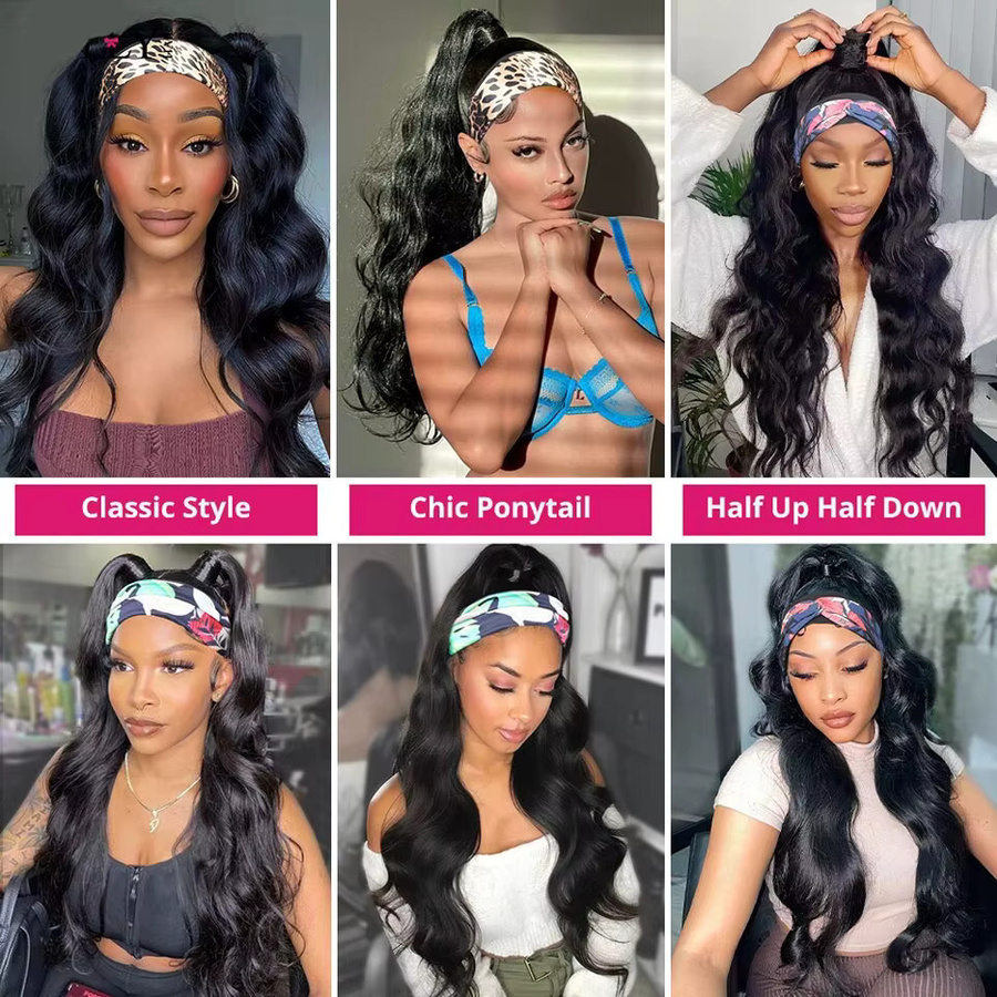 GZX Body Wave Haarband-Perücke aus Echthaar, Damen - Bild 4