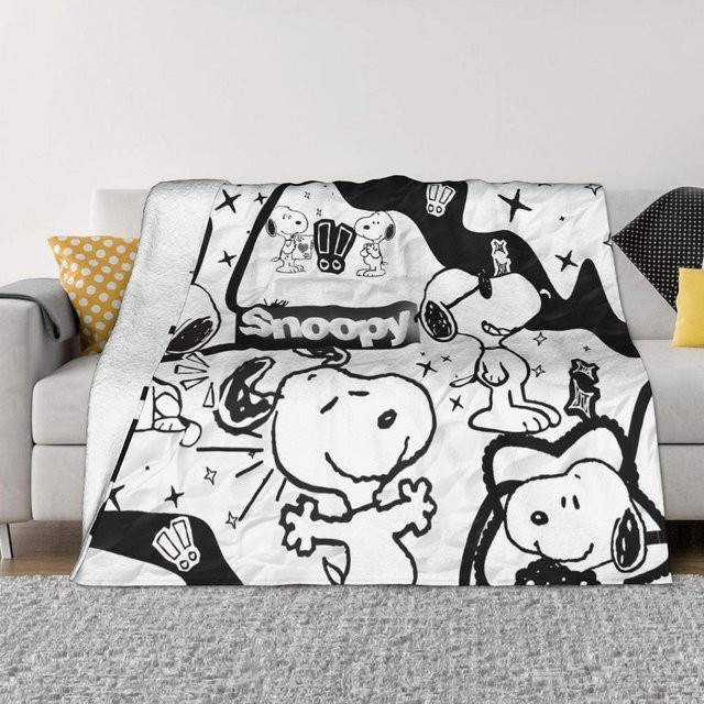 Snoopy Flauschige Überwurfdecke aus Polyester für Sofa und Bett, B/B: 150 x 200 cm - Bild 1
