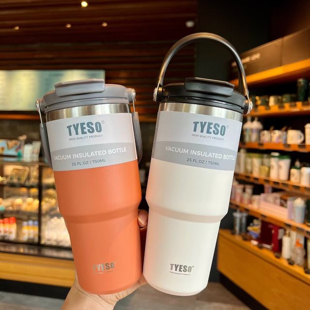 Tyeso Thermosflasche aus Edelstahl in Weiß, BPA-freie auslaufsichere Sport-Wasserflasche für Heiß- und Kaltgetränke - Bild 1