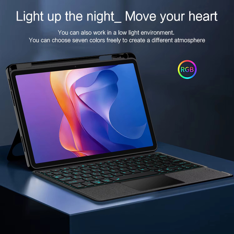 Magic Keyboard für Xiaomi Redmi Pad 2 2025 11 Zoll Tablet-Hülle mit Stifthalter in Schwarz - Bild 5