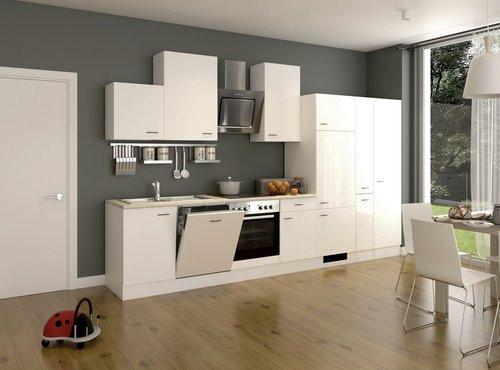Moderne Küchenzeile Flex-Well WITO mit Einbaugeräten in Weiss, Breite: 360 cm - Bild 1