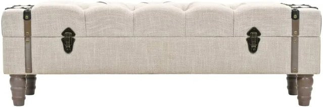 vidaXL Aufbewahrungsbank aus Tannenholz und Stahl in Beige und Weiß, B/T/H: 111 x 34 x 37 cm - Bild 1