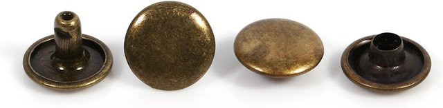 100 Sets Doppel Kappe Nieten aus Metall von Igeteck in Silber und Braun, Größe 8 x 10 mm für Leder-Handwerk und Reparaturen - Bild 1