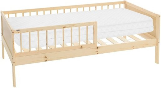 Kinderbett im ML-Design mit Matratze, Lattenrost und Rausfallschutz, Farbe Natur/Braun/Weiß, B/T/H: 160 x 80 x 18,8 cm - Bild 1