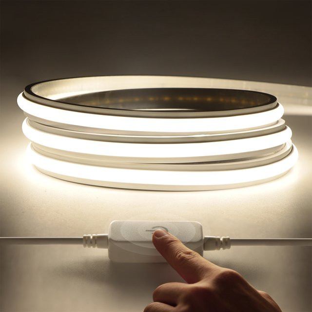 CHNAITEKE Selbstklebender COB LED Neon Licht Streifen aus Silikon mit Touch Sensor, Warmweiß, 280 LEDs/m - Bild 1
