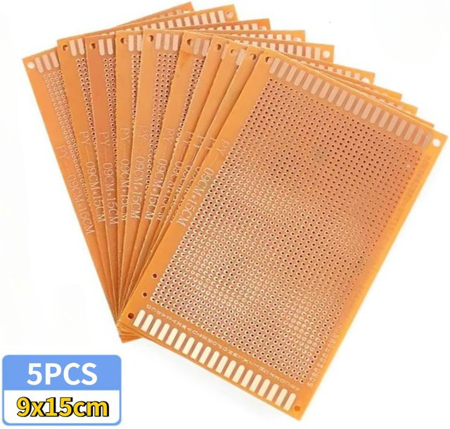 YTDMEN Universalplatine Prototyp PCB aus Bakelit und Kupfer, 5 Stück, Gelb, B: 15 cm, T: 9 cm - Bild 1
