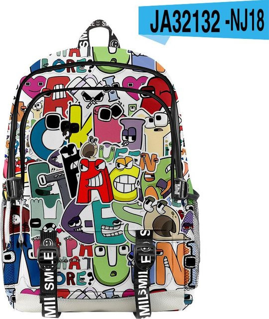 Alphabet Lore Schultasche von Fancy Style Studio, wasserdichter 3D-Druck Rucksack für Schüler, mehrfarbig - Bild 1