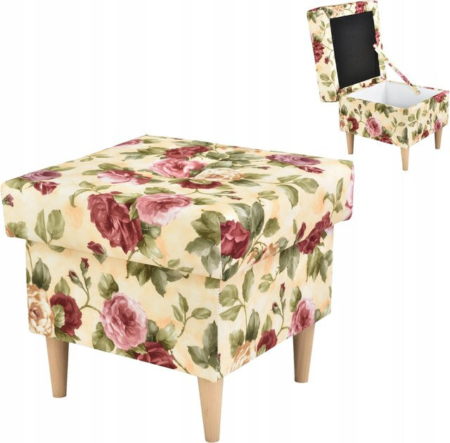 Family Meble ARI Fußhocker Pouf mit Aufbewahrungsbehälter in Multicolour mit floralem Design - Bild 1