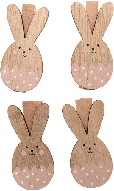 Rico Design Dekoklammern Osterhase in Puder, 4 Stück aus Holz - Bild 1