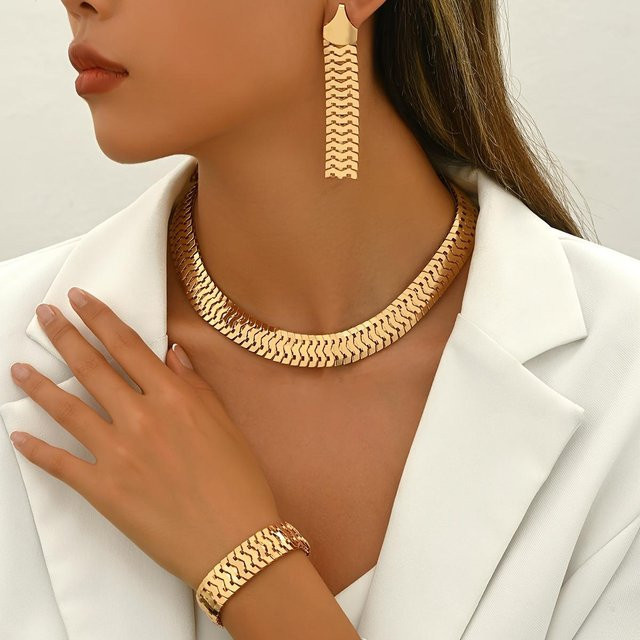 Schmuckset 14K vergoldet, Eisenmetall, goldgelb, Unisex - Bild 1