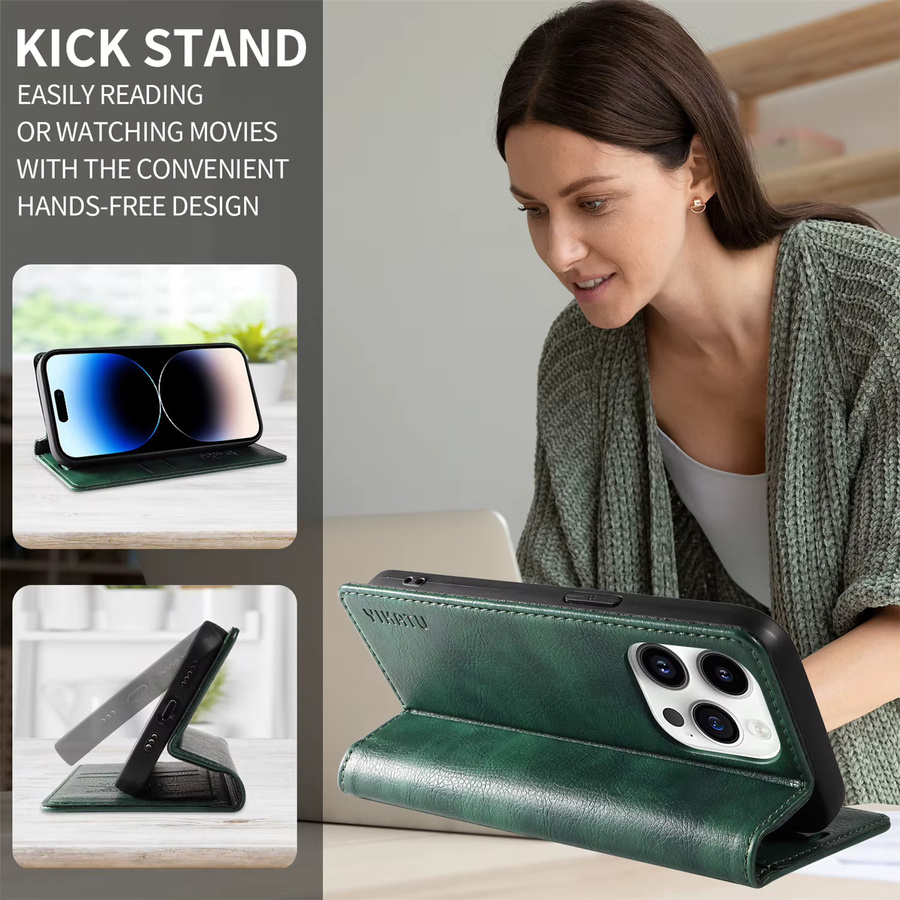Lederne Brieftasche als Flip-Hülle für Xiaomi Redmi Note 10 11 12 13 14 Pro Plus mit Magnetischem Ständer in Gold - Bild 6
