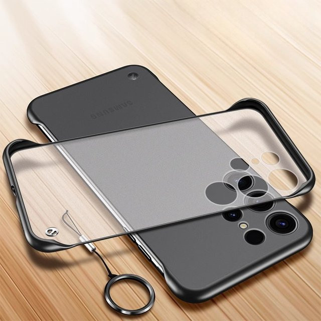 Samsung Handyhülle Slim Rahmenlos Matt aus hartem PC mit Ringabdeckung für Galaxy S25 Ultra, S25 Plus und S24 FE in Transparent oder Blau - Bild 1