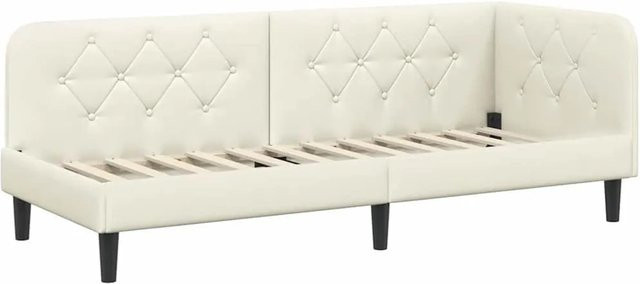 vidaXL Eckbettgestell mit Kopfteil aus Samt in Beige, B/T/H: 80 x 200 x 140 cm - Bild 1