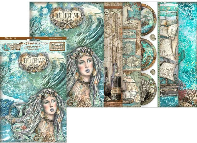 Stamperia Motiv-Strohseiden Sortiment Songs of the Sea in Multicolor, A4 - Bild 1