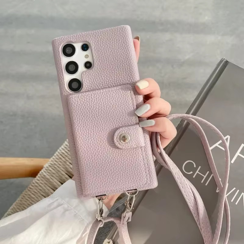 Leder Crossbody Handyhülle mit Brieftasche und Kartenhalter für Samsung Galaxy S23 FE S24 Ultra S22 S21 Plus A55 A15 A25 A35 A14 A24 A34 A54 in Weiß - Bild 1