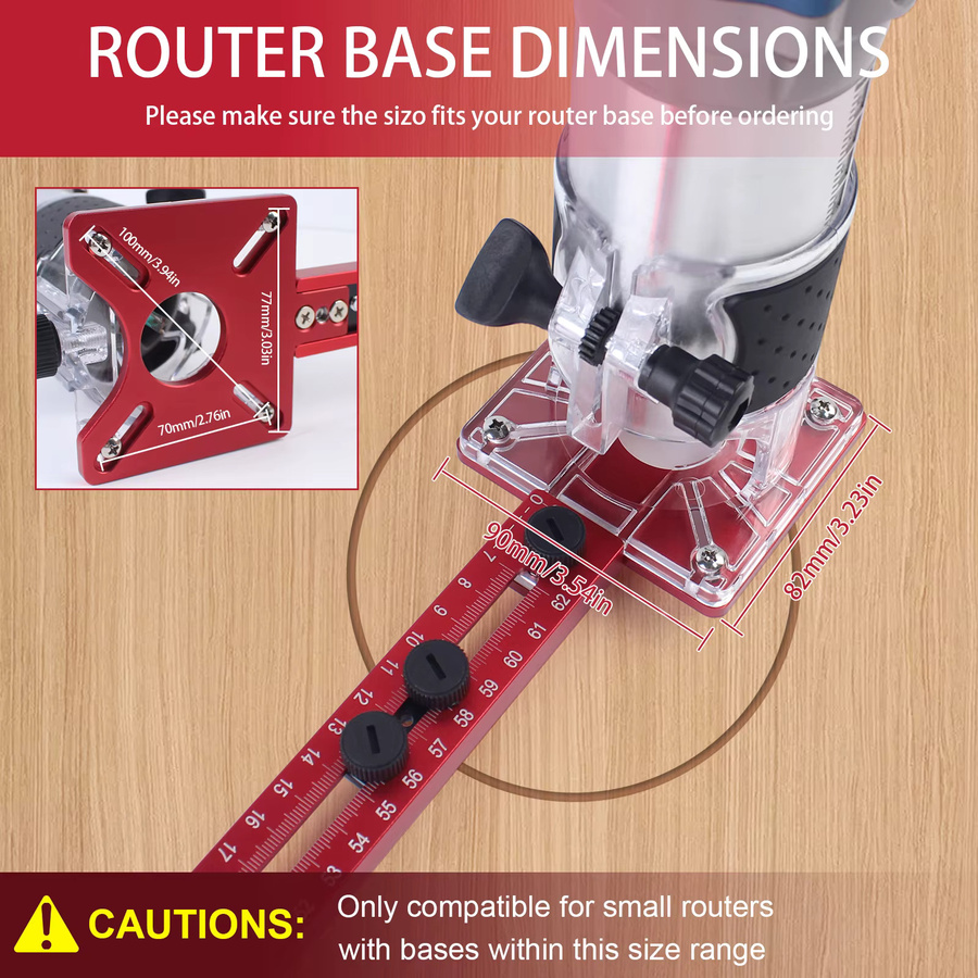 KPXIN 4 in 1 Router Kreis Schneide Jig für Holzbearbeitung, Rot, Durchmesser: 15 cm bis 120 cm - Bild 2