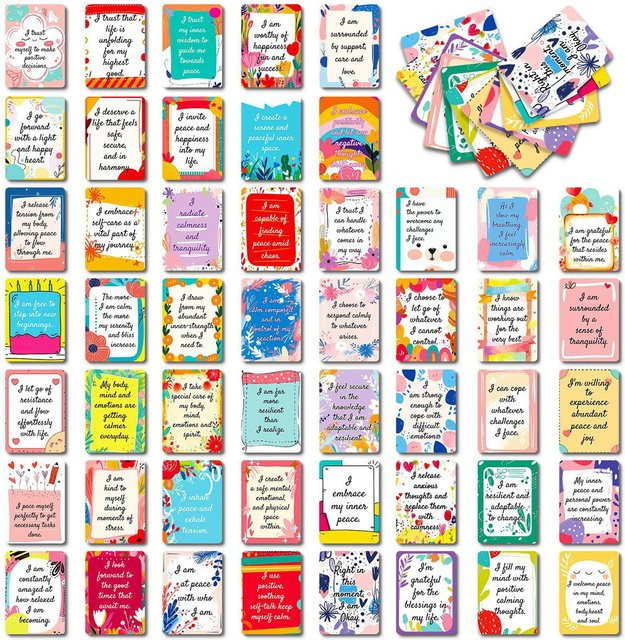 Great You 50er Motivationskarten Set mit englischen Ermutigungstexten in Mehrfarbig für DIY Sammelalben aus Papier - Bild 1