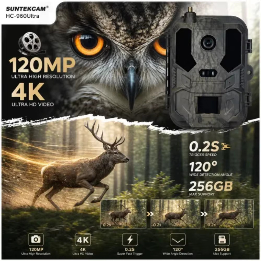 Suntekcam HC-960Ultra-Li Wildkamera mit 4K Auflösung und 120MP, kabellose Fotofalle mit SIM-Karte und IP65 Wasserdichtigkeit - Bild 5