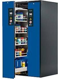 Sicherheitsschrank Asecos V-MOVE-90 Typ 90 mit 2 Vertikalauszügen in Anthrazitgrau/Enzianblau - Bild 1