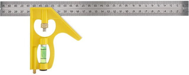 CosyHome Kombinationswinkel aus Edelstahl in Gelb, verstellbares Quadrat und rechtwinkliges Lineal, Breite: 30 cm - Bild 1